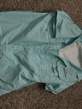 Columbia Women’s Short-Sleeve Button-Down Shirt - Aqua Teal
